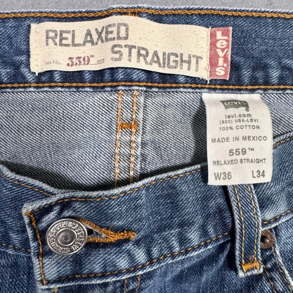 Levi's 559 Relaxed Straight Jeans Mens 36x33 Blue Denim Medium Wash Classic